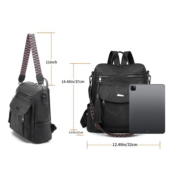 3077 Backpack Purse Fashion Designer PU Leather Shoulder Bag Convertible main image 6